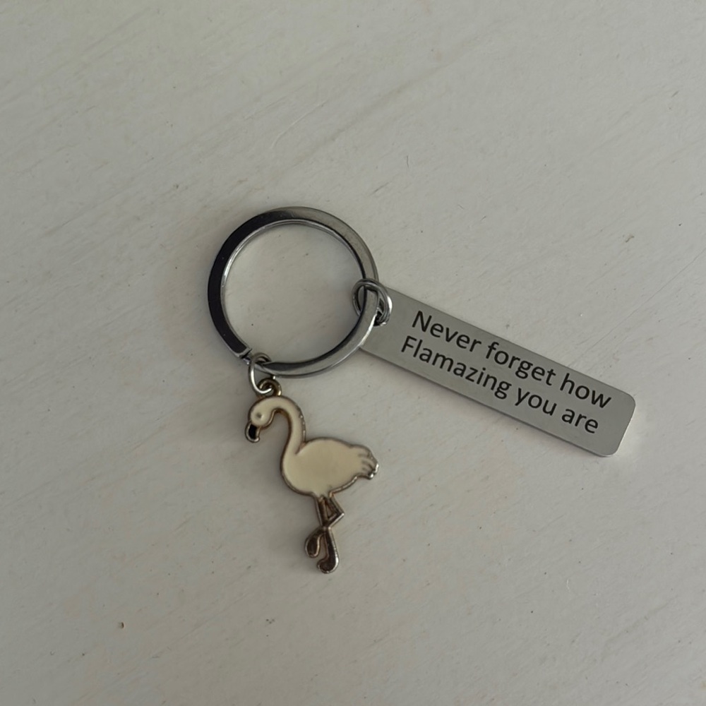 2/$5 Flamingo Keychain with Inspirational Tag